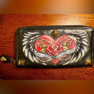 Rare Vintage Isabella Fiore “Love to Love” Leather Zip Wallet